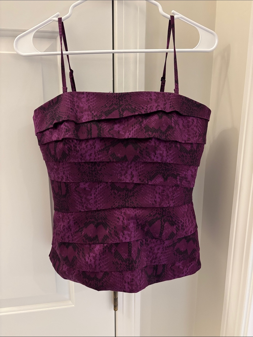 White House Black Market Purple Snake-Print Tiered Bustier / Cami - Size 4